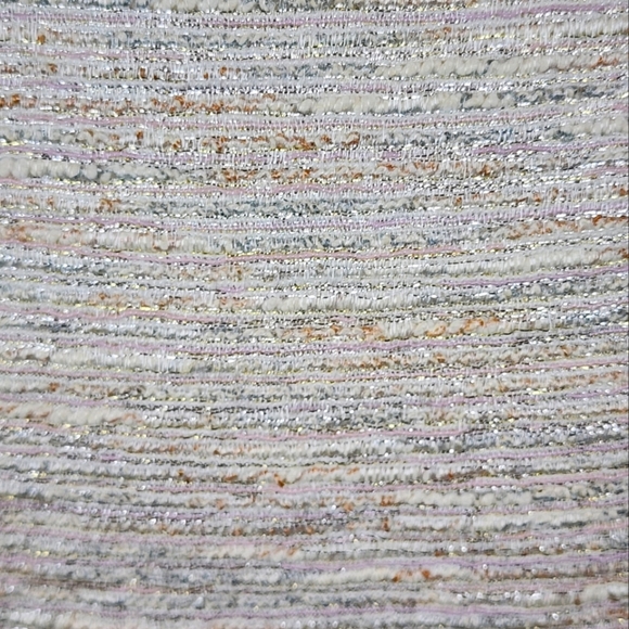 Kay Unger Metallic Tweed Trumpet Skirt Silver Gold Shimmer High Waist Size 12 - Picture 4 of 5